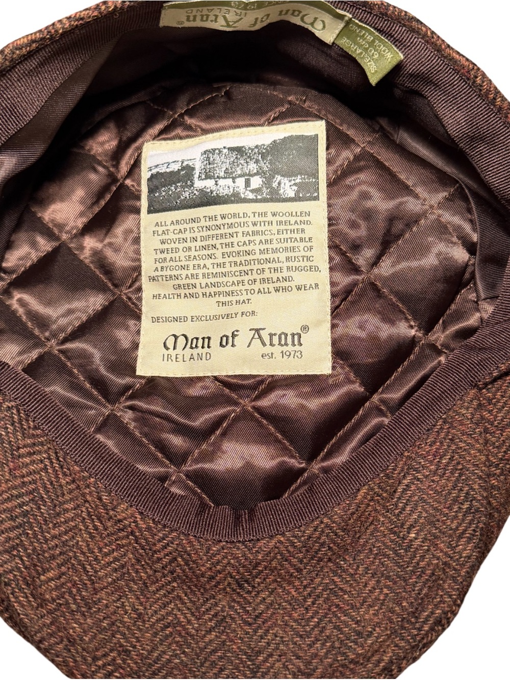 Man of Aran - Ireland Donegal Tweed Herringbone Flat Cap - Picture 5 of 8